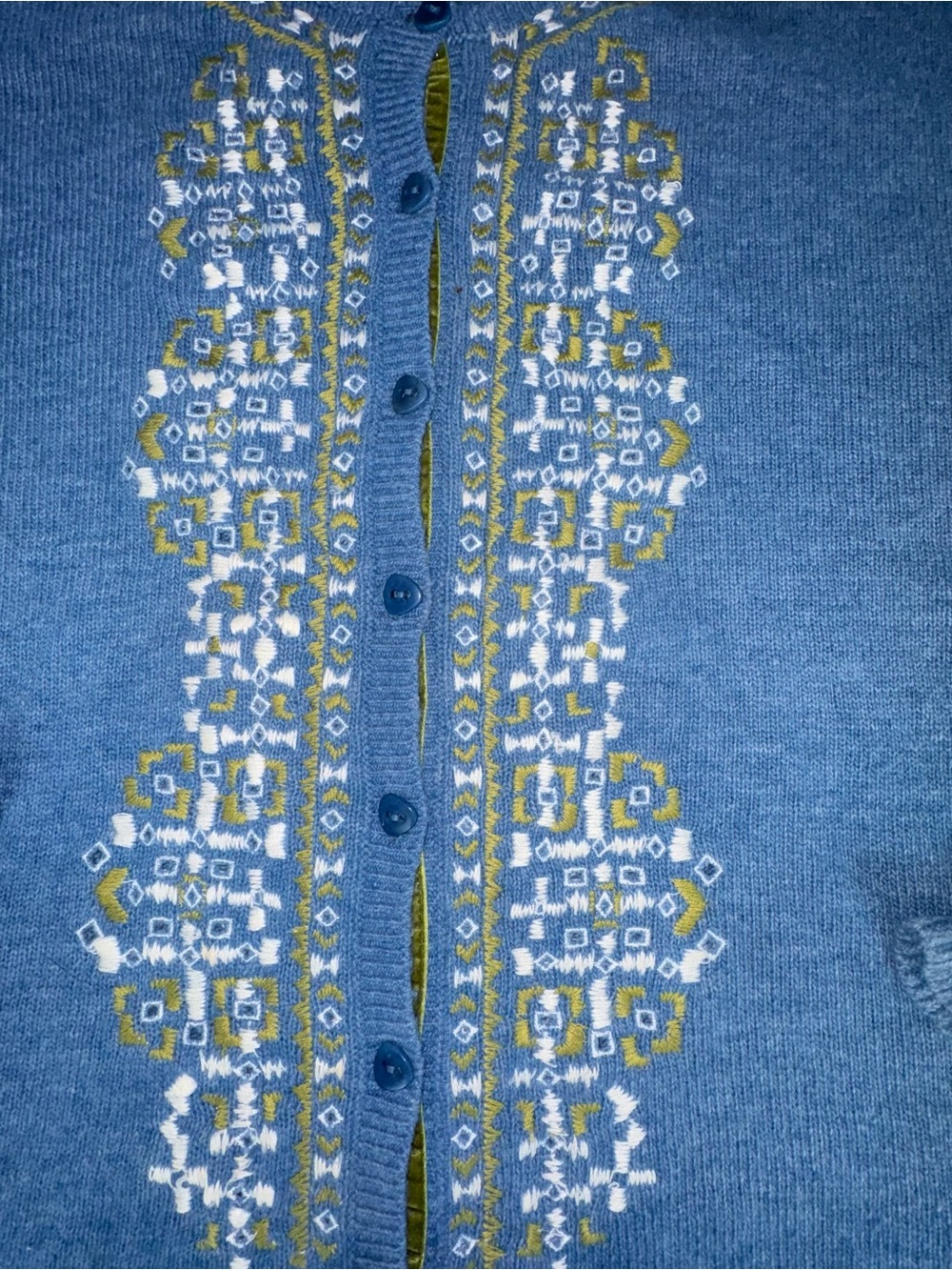 Sundance Blue Embroidered Ruffle Cardigan Sweater Boho Cottagecore - Picture 10 of 14